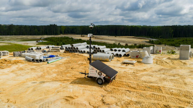 Aerial view of a construction and industrial site